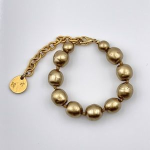 Authentic VINTAGE Karl Lagerfeld Gold Logo Pearl Bracelet